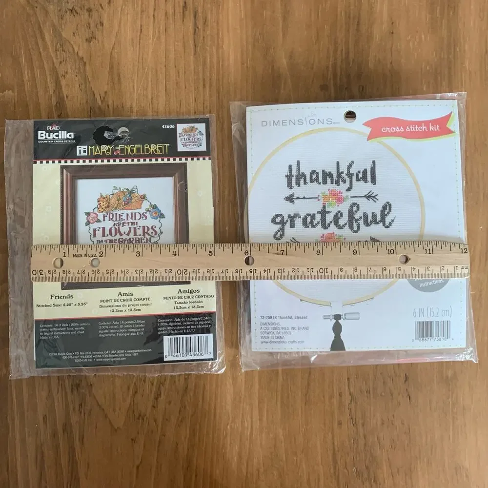 Bucilla Mary Engelbreit and Dimensions Small Cross Stitch Kits Set of 2 NIP